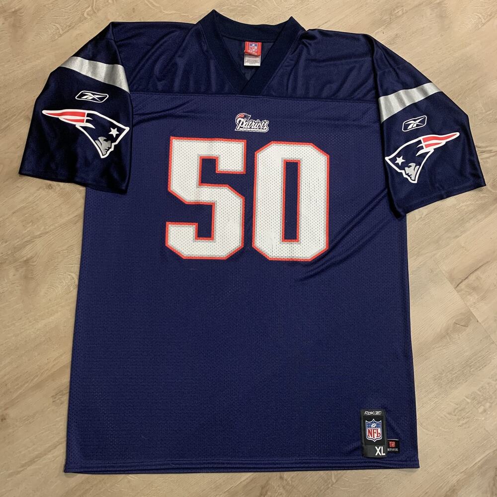 Vintage Y2K NFL Reebok New England Patriots Mike Vrabel #50 Jersey Men's XL Blue